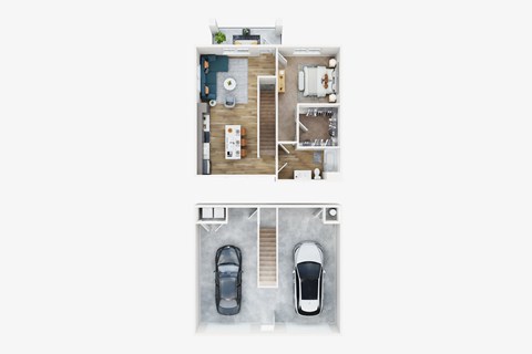 Floor plan for 1 bed, 1 bath, 773 sqft